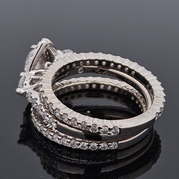 14KT White Gold Pear Diamond 3 Piece Wedding Ring Set 2.58TCW Size 7 - Picture 13 of 16